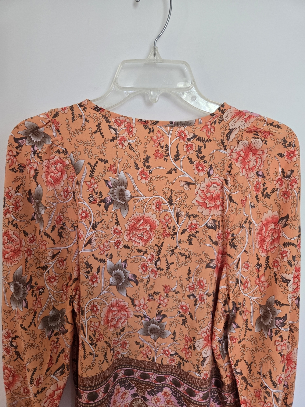 Boho Floral Peasant Blouse - Lantern Sleeves Flowy Hippie Vibe Women's S,M,L,XL - Picture 8 of 9
